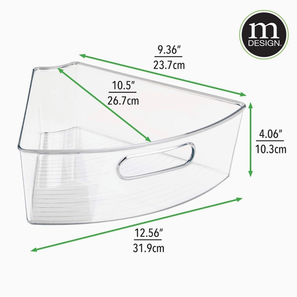 6 Pc. Kitchen Cabinet Plastic Lazy Susan Storage Bins w Front Handle Clear